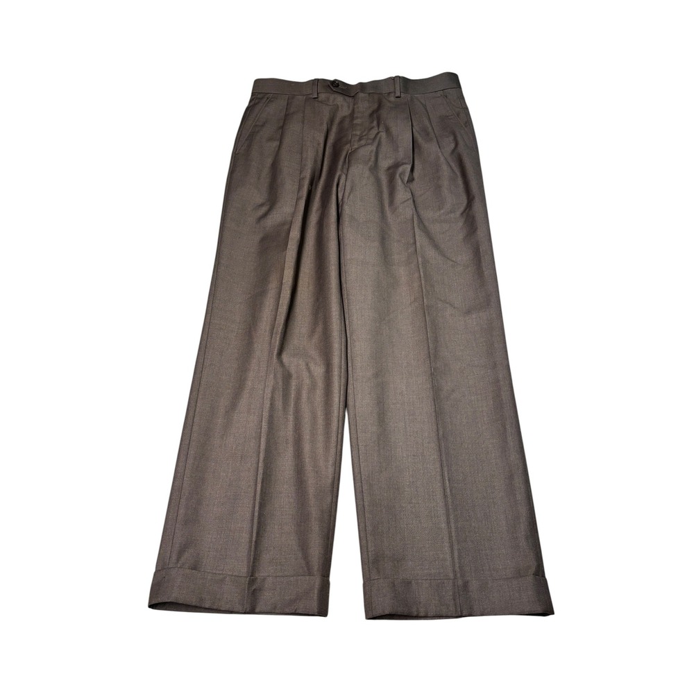Lauren Ralph Lauren Mens Brown Pleated Wide Leg Cuffed Dress Pants 34W x 29L